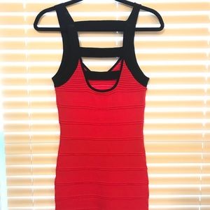 Fuchsia and black bodycon dress